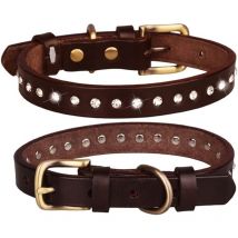 Ccykxa - 5 pièces Collier pour Animaux de Compagnie en Cuir, Collier de Chien Vintage en Peau de Vache avec Couche Supérieure, Collier en Cuir de