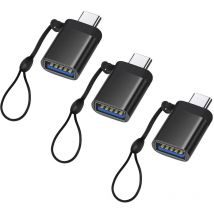 Adaptateur usb c vers usb 3.0(Pack de 3), Adaptateur usb-c vers usb-a Femelle otg Adaptateur usb Type c Compatible avec MacBook, Samsung Galaxy,
