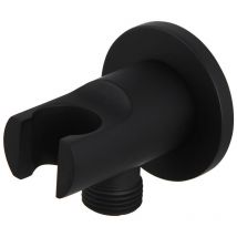 Ccykxa - Arc de raccordement mural avec support de douche - Noir mat - Raccord de tuyau en laiton avec support mural pour pommeau de douche g 1/2'