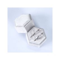 Ccykxa - Beige Boîte à Bagues en Velours pour Bijoux Fentes Doubles Hexagone Boîte à Bague pour Fiançailles Cérémonie Mariage Saint Valentin Tenant 2