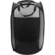 Ccykxa - Black)1 Collapsible Laundry Basket, Large Portable Laundry Hamper, Mesh Pop-up Laundry Basket, Foldable Cleaning Basket for Bedroom and