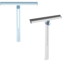 Blanche et Bleu 2pcs Raclette Douche Rotatif à 360°, Raclette de Douche Pliable, 28x30cm Raclette Salle, Raclette Silicone pour Vitre, Raclette Salle