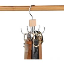 Ccykxa - Bois Cintre De Ceinture, Organisateur De Ceinture Rotatif, Petit Support De Rangement pour Ceinture, pour Chaussettes, Ceinture, 6 Crochets,