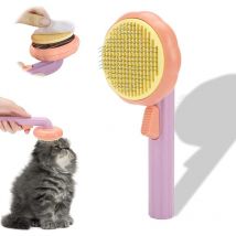 CCYKXA Cepillo para perros y gatos , autolimpiable, para la caída del pelo, apto para perros de pelo corto y largo (morado)