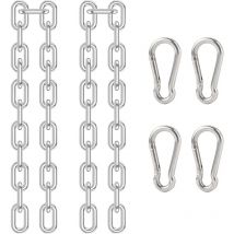 Ccykxa - Chaîne de Chaise Suspendue 2 Pièces Chaîne D'extension en Acier Inoxydable 304 Chaine pour Fauteuil Suspendu avec 4Pcs Mousqueton à Ressort