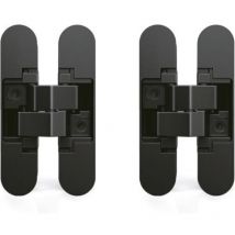 Ccykxa - Charnière invisible pour portes, Lot de 2 charnières invisibles pour portes lourdes, charge de 40 kg, ouverture de 180o, zamak, noir