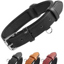 Ccykxa - Collier de Chien Ajustable Coussin Moelleux Cuir Rembourré avec Perforatrice 3 Couleur 4 Tailles, Noir(L)