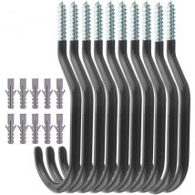 CCYKXA Crochets de Vélo 10 pièces, Support velo mural, crochet plafond charge lourde pour organisation du garage, abri, jardin, rangement, Boulons en