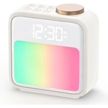CCYKXA Despertador con luz diurna, 2 alarmas, 6 sonidos naturales, 10 colores de luz, ayuda para dormir, función de repetición, lámpara de noche para