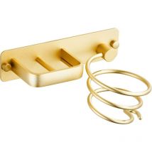 Ccykxa - Dorado) Soporte para secador de pelo, soporte para plancha de pelo con gestión de cables, soporte de pared de metal para guardar secador,