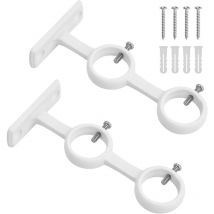 Double Tringle Support de Rideau Robuste et Réglable Support de Pôle à Rideaux Double avec Vis pour Tringle à Rideau de Diamètre Inférieur à 2,5 cm