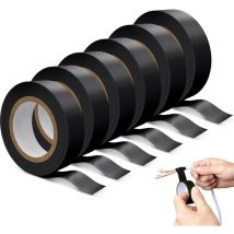 CCYKXA Electrical Tape, 6 Pieces Electrician Tape, 15mm 20m Electrical Insulation Tape for Wiring Projects and Repairs (Black)