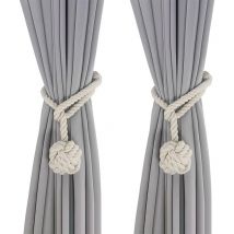 Embrasse pour Rideaux Beige, 2 Pièces Embrasses de Rideaux, Embrasses Rideau Tricotées à la Main, Embrasse de Corde de Rideau, Rideaux Boucle