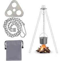 CCYKXA Équipement de Gril de Trépied de Feu de Camp, Planche de Gril de Trépied de Camping Accessoires de Matériel de Cuisine de Camping en Acier
