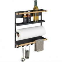 Etagère magnétique réfrigérateur Magna, avec étagère porte épice, dérouleur sopalin magnétique et crochets suspension ustensiles de cuisine, métal