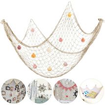 Ccykxa - Filet de Pêche Décoratif 200x150cm Filet de Fêche avec Coquilles Style Méditerranéen Photo Décoration Hawaï Thème Style Murale