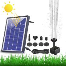 Fontaine Solaire 6,5 w Batterie 1500 mAh Pompe Solaire Bassin Améliorée pour Fontaine Solaire Flottante avec 6 Styles de Fontaines pour Les Jardins,