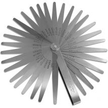 CCYKXA Fühlerlehre mit 32 Klingen, 0,03–1,00 mm/0,001–0,04 Zoll, Stahl – Doppelt markiertes metrisches und imperiales Messwerkzeug zum Messen der