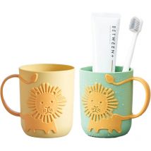 Gobelet Brosse à Dent Enfant,2 Pièces Pot a Brosse a Dent avec Poignée Gobelet Réutilisable Gobelet Multifonctionnel Porte-Brosse à Dents en