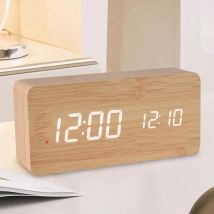 Ccykxa - Horloge numérique led, horloge led numérique en bois - Réveil numérique Réveil numérique avec affichage électronique de l'heure led en bois