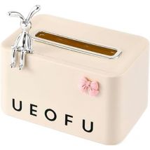 Housse en tissu - Boîte à mouchoirs carrée avec motif lapin et nœud - Housse de boîte à mouchoirs de salle de bain robuste et réutilisable pour table