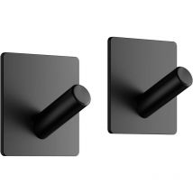 CCYKXA - Juego de 2 ganchos adhesivos de acero inoxidable para pared, sin necesidad de taladrar, para cocina y baño, color negro