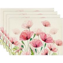 Ccykxa - Juego de 4 manteles individuales con estampado de flores, lavables, para Pascua, primavera, decoración de mesa de Pascua, decoración de