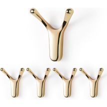 Ccykxa - Juego de 5 ganchos dorados para toallas, para baño, cocina, garaje, perchero, con tornillo en forma de y, fácil de instalar, ganchos dorados