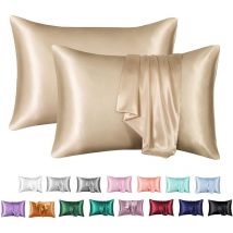 Kaki)Lot de 2 Taie d'oreiller Satin 50x75cm, Similaire à la taie d'oreiller en soie - Ccykxa