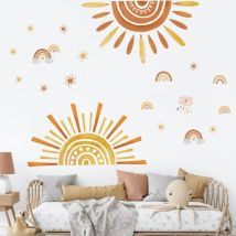 CCYKXA Kinder-Wandaufkleber, Regenbogen-Sonnen-Wandaufkleber, Wandbild, Boho-Stern-Aufkleber für Kinderzimmer, Baby- und Kinderzimmer