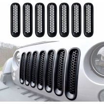 Kit 7 pièces de grilles avant noires pour Jeep Wrangler et Wrangler Unlimited 2007-2015 - Ccykxa