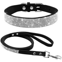 CCYKXA Laisses de Collier de Chien Strass, Cristal de Diamant Ensemble de Laisse pour Collier de Chien, Collier en Strass pour Chien Mignon