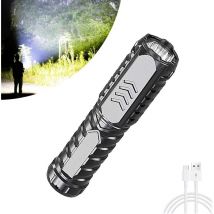 Lampe de poche – Lampe de poche multifonction rechargeable, lampe de poche pour les urgences, mini lampe de poche étanche rechargeable multifonction
