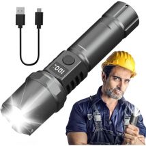 Lampe de poche rechargeable de camping, lampe de poche puissante pour la randonnée, Lampe de poche rechargeable avec 3 modes, Lampe torche puissante,