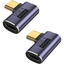 Lot de 2 adaptateurs usb c mâle vers Femelle coudés à 90 degrés pour Transfert de données Compatible avec Samsung, MacBook et Autres appareils usb-c