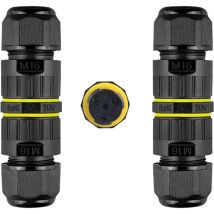 Lot de 2 connecteurs de câble étanches IP68 - 3 broches - Connecteur M16 - Diamètre : 3,5-10 mm - Ccykxa