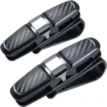 Lot de 2 Porte-Lunettes pour Pare-Soleil, avec Clip pour Lunettes de Soleil ou Cartes, Noir - Ccykxa
