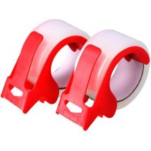 CCYKXA Lot de 2 Ruban Adhésif Transparent, Ruban Adhésif D'emballage avec 2 Dévidoir, Clear Packing Tape, pour Bureau et Stockage