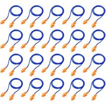Lot de 20 paires de bouchons d'oreille en silicone - Barre souple - Pour dormir - En silicone - Réduit le bruit - Protection auditive avec cordon