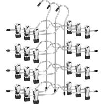 Lot de 3, Cintre en Métal, 4 Niveaux, 8 Pinces Amovibles Antiglisses pour Jupes, Jeans, Serviettes, Shorts - Ccykxa