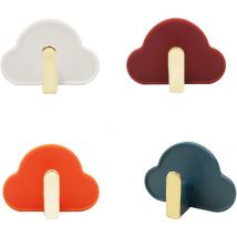 Lot de 4 crochets adhésifs en forme de nuage, mignons crochets muraux sans clous, crochets adhésifs colorés, crochets décoratifs pour chambre de