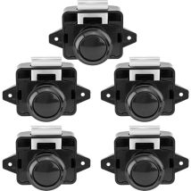 Lot de 5 verrous à bouton poussoir pour porte d'armoire,adaptées aux caravanes, camping cars, fourgonnettes, yachts,van,boulons, armoires (noir)