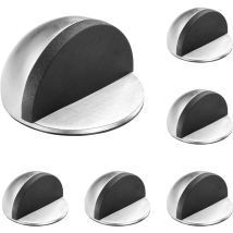 Lot de 6 Arrêts/ Butées de Porte Adhesive en Acier Inoxydable, Bloque avec Pare-Chocs en Caoutchouc, Arret de Porte Sol Protection de Portes et Murs