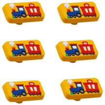 Lot de 6 boutons en caoutchouc souple pour enfants, filles, garçons, tiroirs, pour chambre d'enfant, armoires (train) - Ccykxa