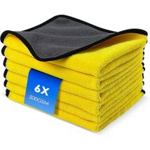 Lot de 6 Chiffon Microfibre Voiture Avec Sechage Lavette Microfibre Lingettes Poussiere Serviette pour la Peinture Voiture, Ultra Absorbant,