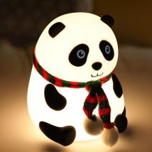 Luz nocturna genérica de panda para niños, bonita lámpara led para dormitorio de niños y niñas, luz nocturna de silicona con temporizador para