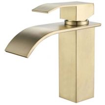 Linghhang - ccykxa Moderner goldener Wasserfall-Waschtischarmatur, Badezimmer-Mischbatterie mit einstellbarem Warm- und Kaltwasser