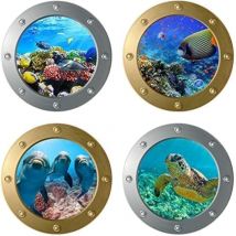 Ccykxa - Monde Sous-Marin Stickers Muraux, Sticker Mural Sous-Marins, Sticker Muraux 3D Marine Tropical Poisson Sticker Pour Salon, Océan Autocollant