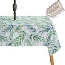 Nappe avec Trou pour Parasol, Nappe De Table étanche, Nappe D'Extérieur avec Fermeture éclair pour La Soirée De Jardin Et Barbecue (Rond 153