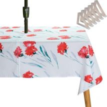 Nappe avec Trou pour Parasol, Nappe De Table étanche, Nappe D'Extérieur avec Fermeture éclair pour La Soirée De Jardin Et Barbecue (Rond 153